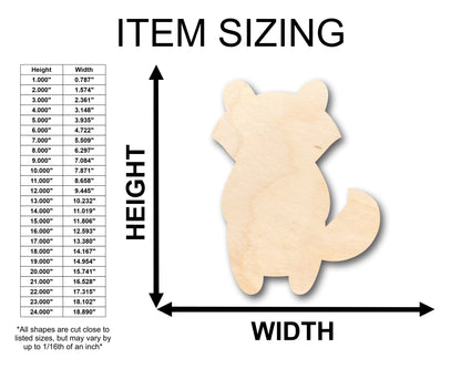 Unfinished Wood Cute Raccoon Shape - Craft - up to 46" DIY
