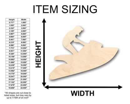 Unfinished Wood Jetski Shape - Craft - up to 46" DIY
