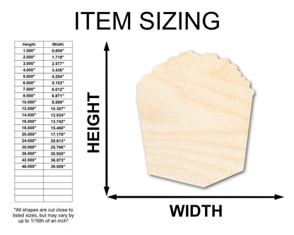 Unfinished Wood Popcorn Box Shape | Craft | up to 46" DIY