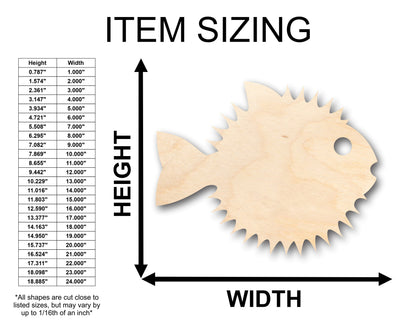 Unfinished Wood Puffer Fish Shape - Craft - up to 46" DIY