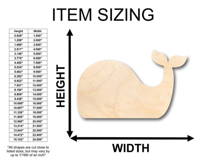 Unfinished Wood Simple Whale Shape - Craft - up to 46" DIY