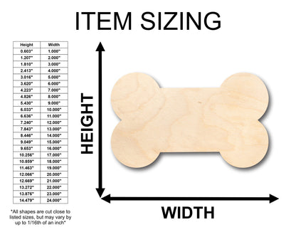 Unfinished Wood Thick Bone Shape - Craft - up to 46" DIY
