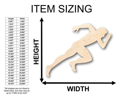 Unfinished Wood Track Sprinter Shape - Craft - up to 46" DIY