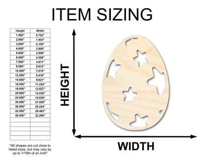 Unfinished Wood Starry Egg Shape - Easter Craft - up to 46" DIY