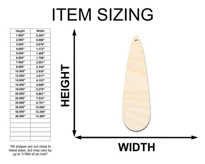 Unfinished Wood Long Drop Earring Blank Pair - DIY Jewelry Craft - Available in 1" to 3"