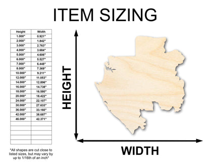 Unfinished Wood Gabon Country Shape - Central African Craft - up to 46" DIY
