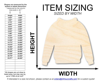 Unfinished Wood Sweater Silhouette | DIY Winter Craft Cutout | up to 46" DIY