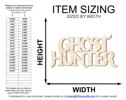 Unfinished Wood Ghost Hunter Shape | Craft Word Cutout | up to 46" DIY