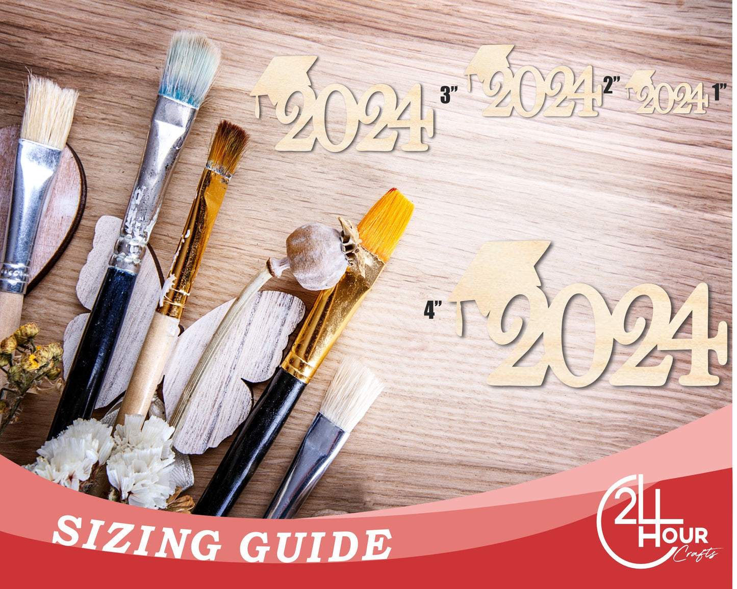 Unfinished 2024 Graduation Cap Silhouette | DIY Craft Cutout | up to 46" DIY