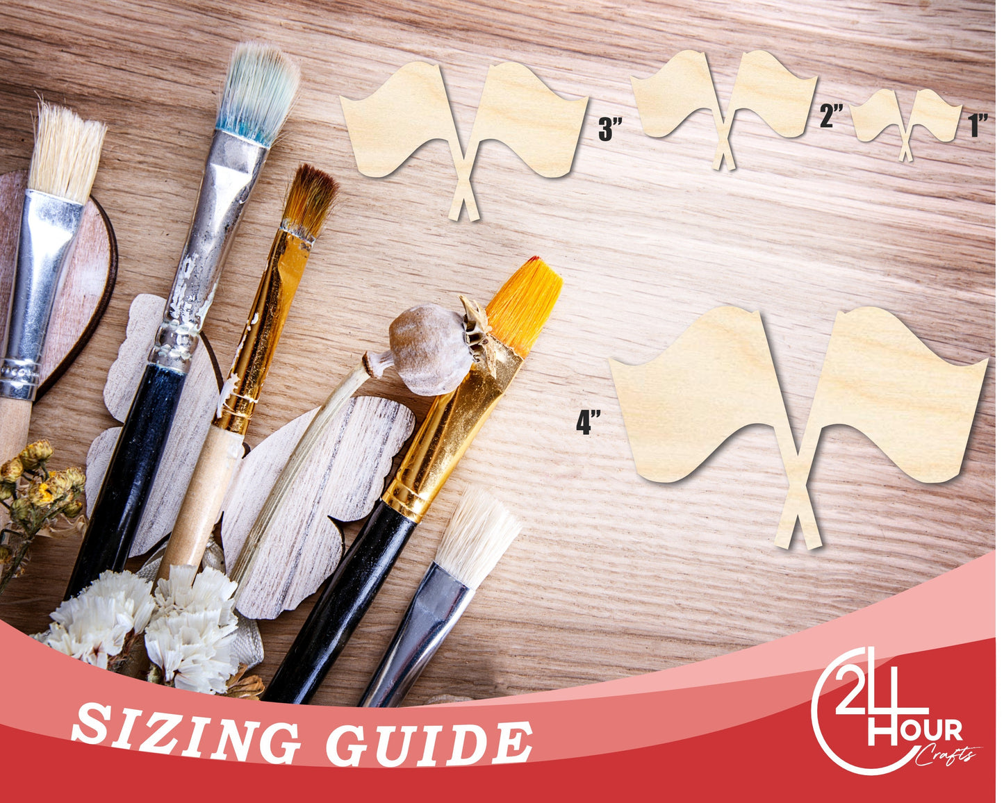 Unfinished Crossed Flags Shape | DIY Craft Cutout | up to 46" DIY