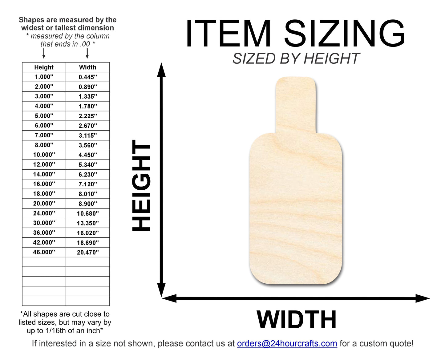 Unfinished Sunscreen Bottle Shape | DIY Craft Cutout | up to 46" DIY