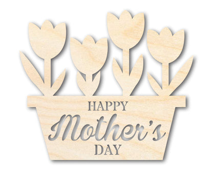 Unfinished Happy Mother's Day Flower Pot Shape | DIY Craft Cutout | up to 46" DIY