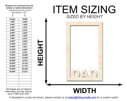 Unfinished Dad Frame Shape | DIY Craft Cutout | up to 46" DIY