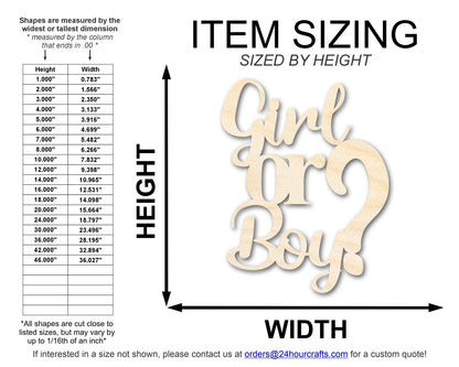Unfinished Girl or Boy Sign Shape | DIY Craft Cutout | up to 46" DIY