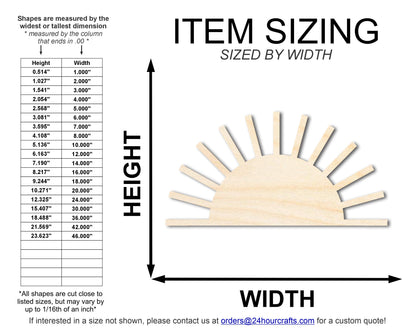 Unfinished Wood Boho Half Sun Shape | DIY Craft Cutout | up to 46" DIY