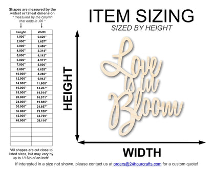 Unfinished Wood Love is in Bloom Cutout | DIY Craft Shape | up to 46" DIY