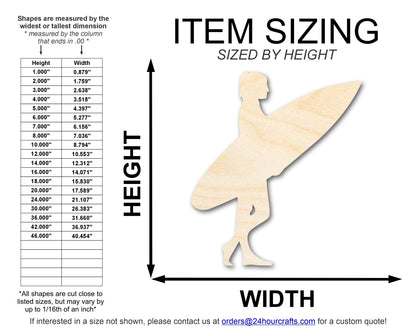 Unfinished Wood Surfer Girl Shape | DIY Craft Cutout | up to 46" DIY