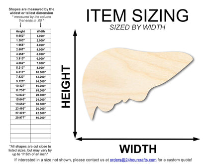 Unfinished Wood Liver Shape | DIY Craft Cutout | up to 46" DIY