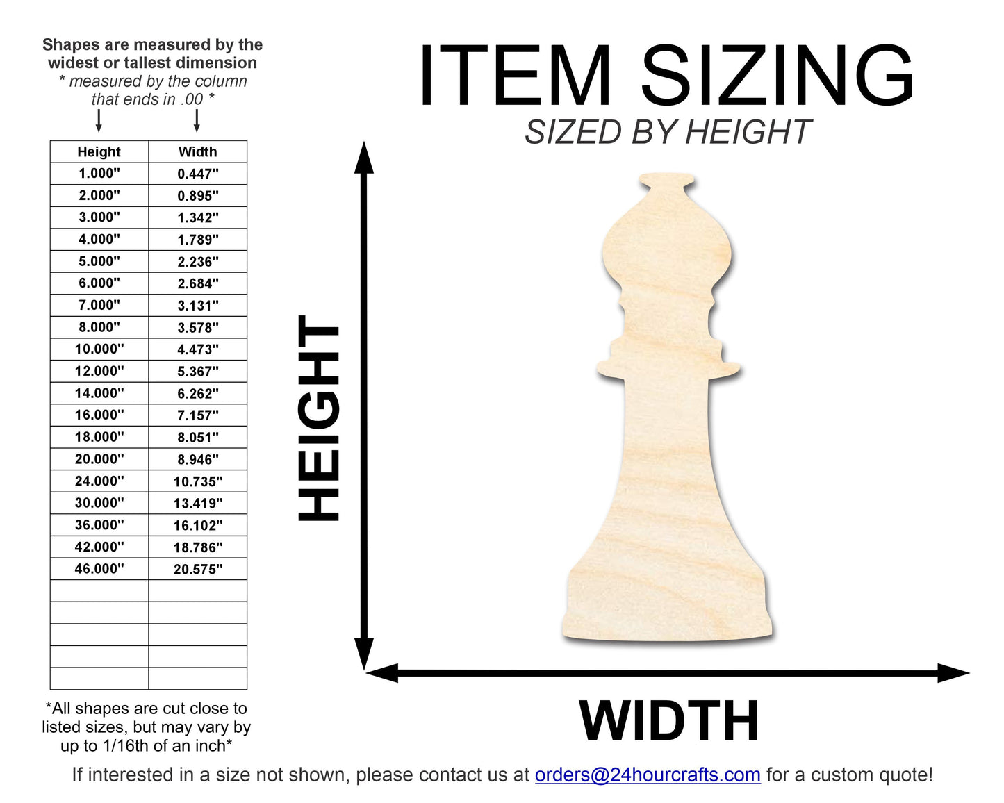 Unfinished Wood Bishop Chess Piece Shape | DIY Craft Cutout | up to 46" DIY