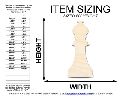 Unfinished Wood Bishop Chess Piece Shape | DIY Craft Cutout | up to 46" DIY