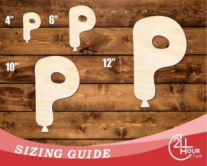 Unfinished Wood Balloon Letter P Shape | DIY Craft Cutout | up to 46" DIY