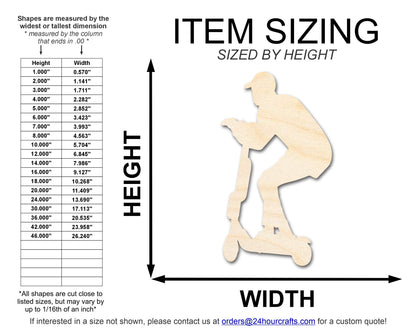 Unfinished Wood Riding Scooter Shape | DIY Craft Cutout | up to 46" DIY