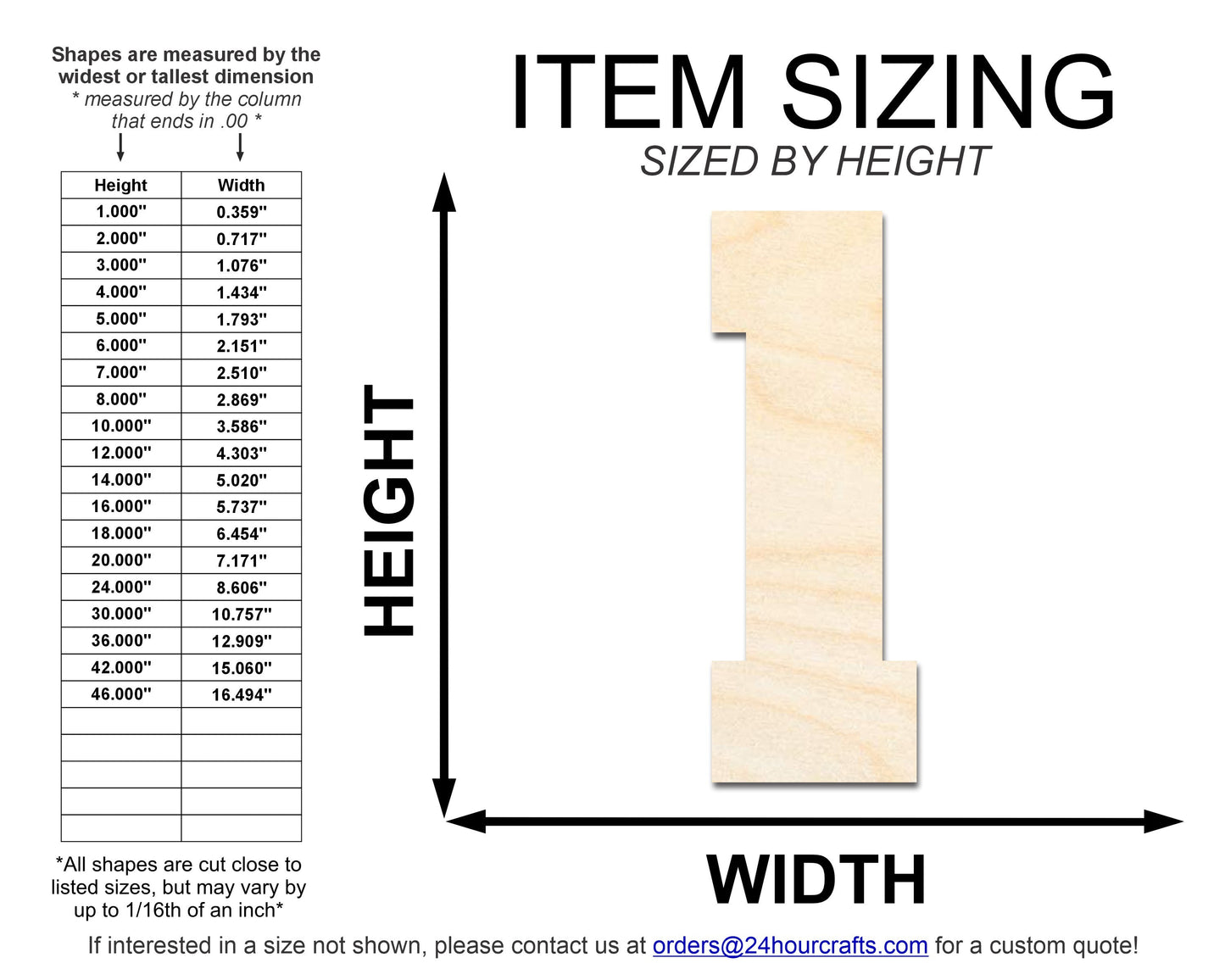 Unfinished Wood Varisty Number One Shape | DIY Craft Cutout | up to 46" DIY