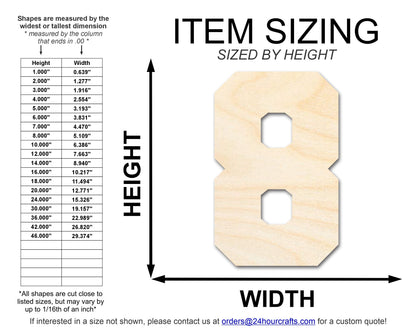 Unfinished Wood Varisty Number Eight Shape | DIY Craft Cutout | up to 46" DIY