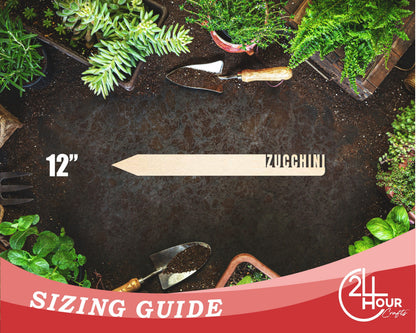 Unfinished Wood Zucchini Garden Stake | DIY Craft Cutout | up to 24" DIY