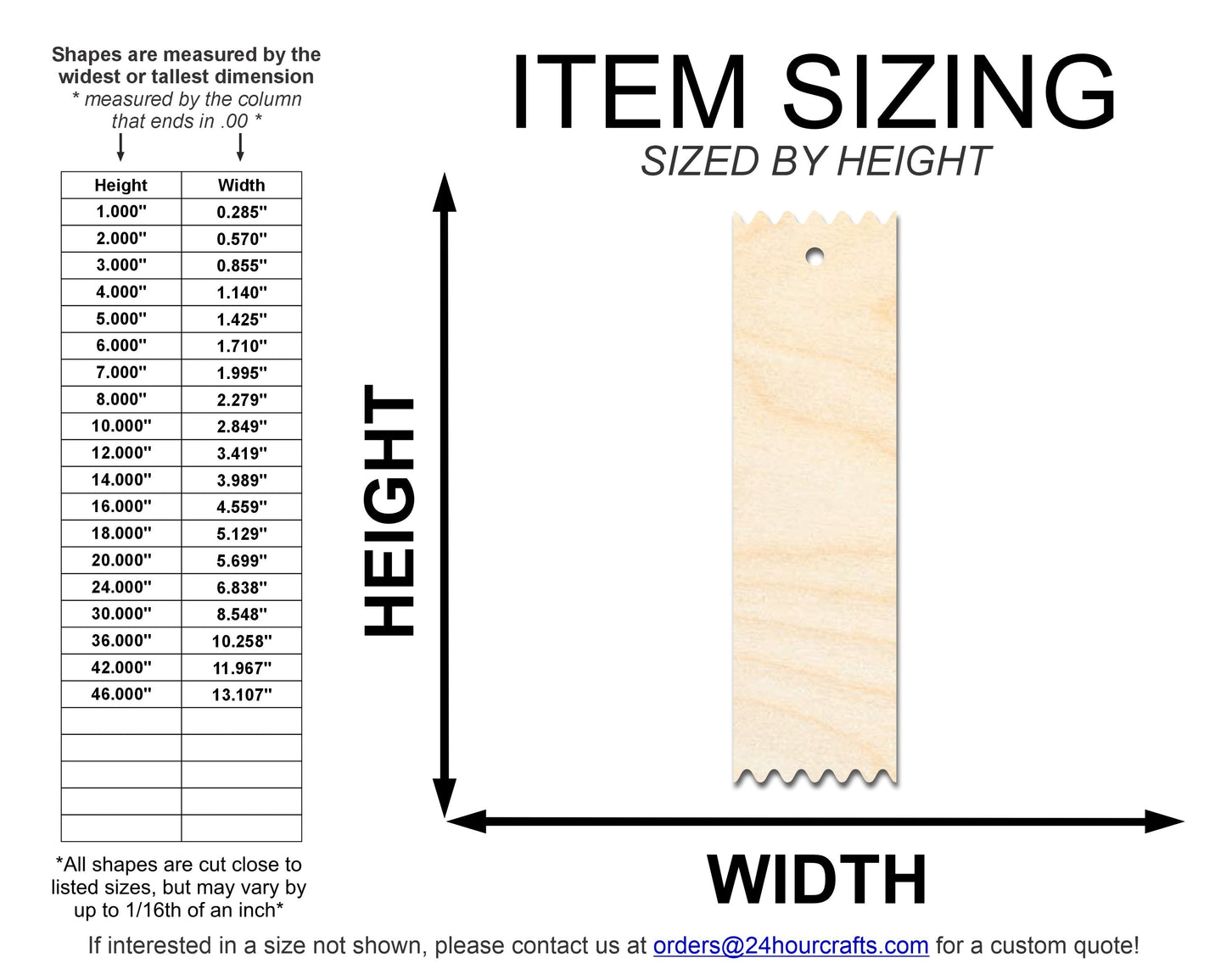 Unfinished Wood Pointed Edge Bookmark Shape | DIY Craft Cutout | up to 12" DIY