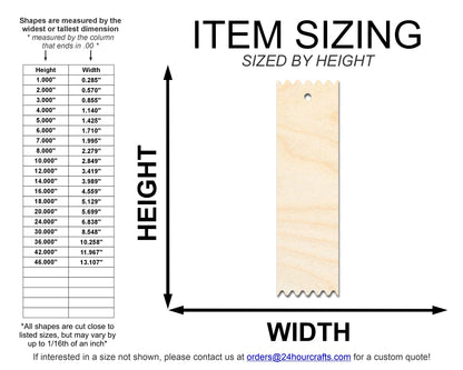 Unfinished Wood Pointed Edge Bookmark Shape | DIY Craft Cutout | up to 12" DIY