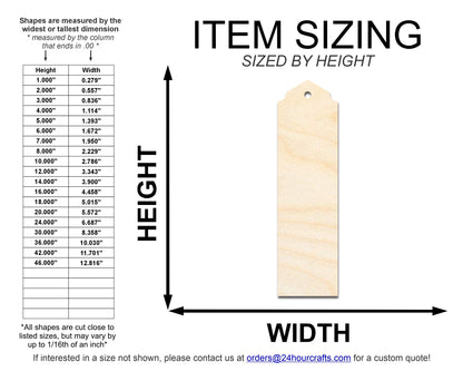 Unfinished Wood Curved And Pointed Bookmark Shape | DIY Craft Cutout | up to 12" DIY