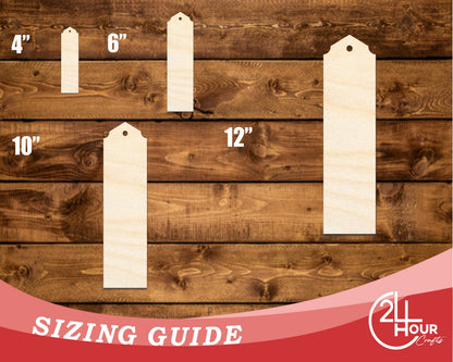 Unfinished Wood Curved And Pointed Bookmark Shape | DIY Craft Cutout | up to 12" DIY