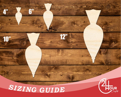 Unfinished Wood Piping Bag Shape | DIY Craft Cutout | up to 46" DIY