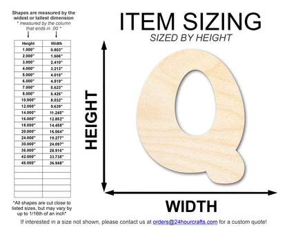 Unfinished Wood Groovy Q Font Shape | DIY Craft Cutout | up to 46" DIY