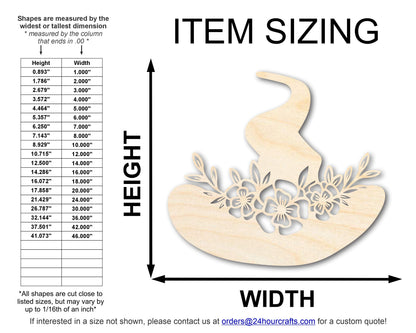 Unfinished Wood Floral Witch Hat Shape | JGrondz | DIY Craft Cutout | up to 46" DIY
