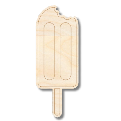 Unfinished Wood Etched Popsicle With Bite Shape | Paint By Line Crafts | up to 30" DIY