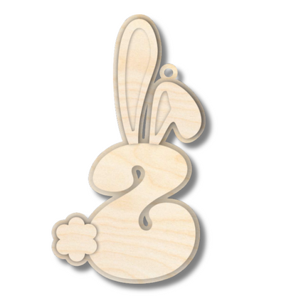 Unfinished Wood Layered Letter Bunny Tags| A-Z | 4 Piece | 6" Tall | 1/8" Wood | Wood Craft DIY