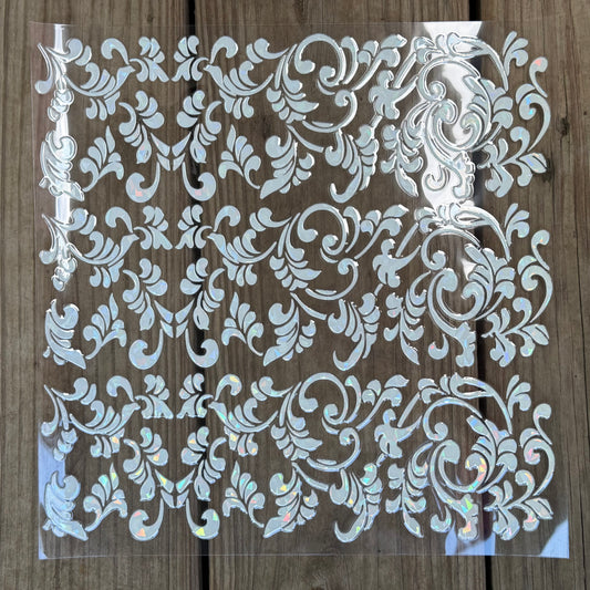 Holographic White Tooled Leather