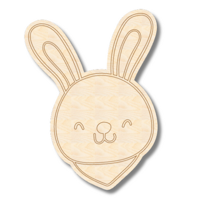 Unfinished Wood Etched Bunny Head Shape | Paint By Line Crafts | up to 30" DIY