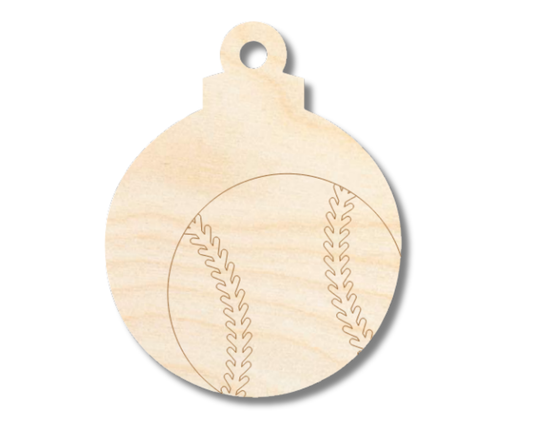 Unfinished Wood Etched Baseball Ornament Shape | Paint By Line Crafts | up to 30" DIY