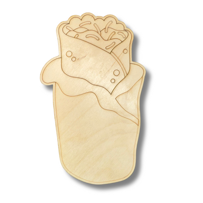 Unfinished Wood Etched Burrito Shape | Paint By Line Crafts | up to 30" DIY