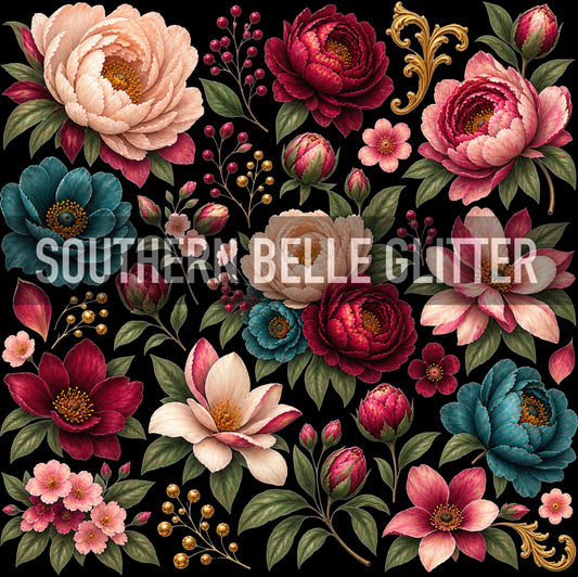 Blush/Burgundy/Teal Floral