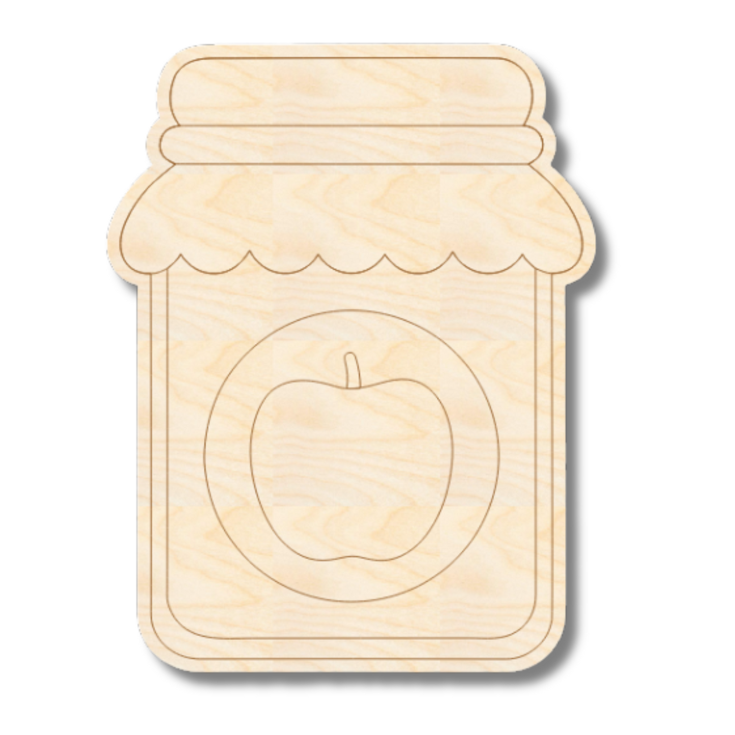 Unfinished Wood Etched Apple Jam Shape | Paint By Line Crafts | up to 30" DIY