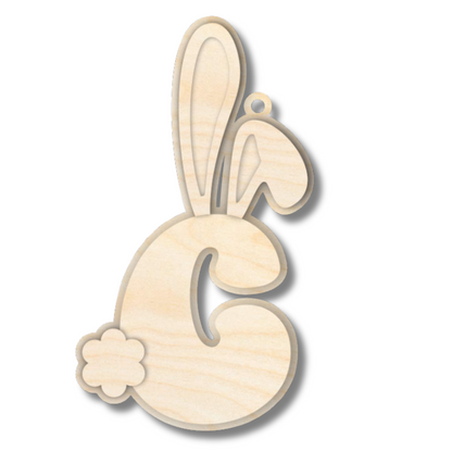Unfinished Wood Layered Letter Bunny Tags| A-Z | 4 Piece | 6" Tall | 1/8" Wood | Wood Craft DIY