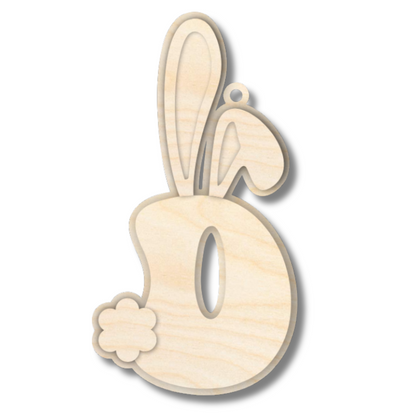 Unfinished Wood Layered Letter Bunny Tags| A-Z | 4 Piece | 6" Tall | 1/8" Wood | Wood Craft DIY