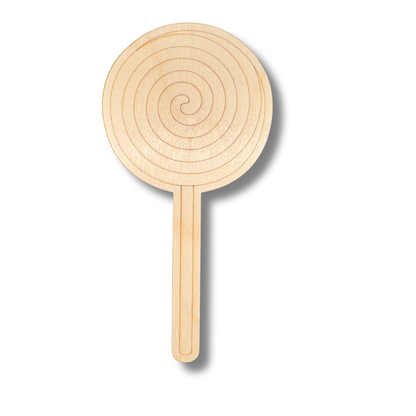 Unfinished Wood Etched Swirl Lollipop Shape | Paint By Line Crafts | up to 30" DIY