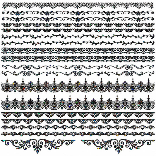 Black Holographic Ornamental Borders