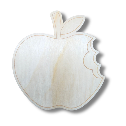 Unfinished Wood Etched Bitten Apple  Shape | Paint By Line Crafts | up to 30" DIY