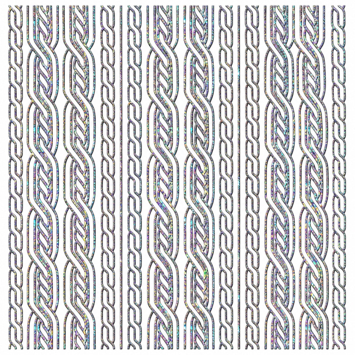 Silver Holographic Chain Borders